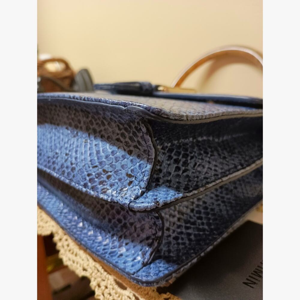 NWT Brahmin Small Hallie Navy Bonaire Leather Satchel Bag - Picture 5 of 10